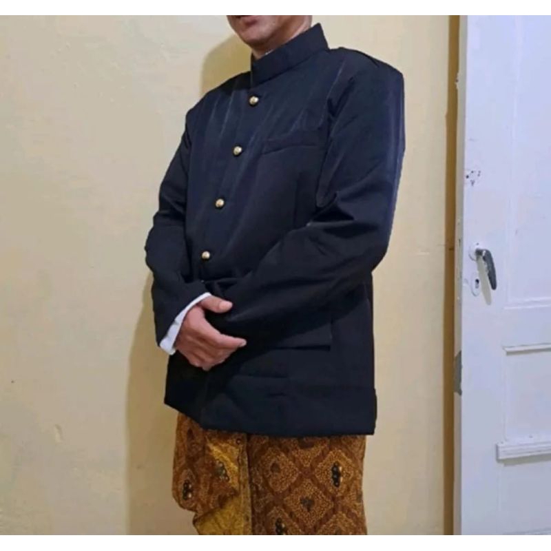 Baju Pria Istimewa Beskap Sunda Baju Adat Sunda Hitam Basofi Polos