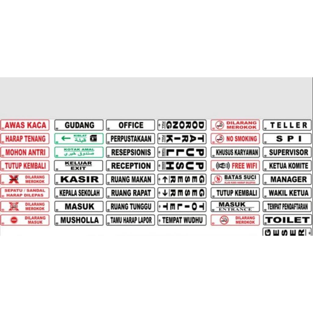 

Papan Akrilik Tulisan Ukuran Kecil Sign Board Plastik Acrylic Akrilik PUSH / PULL/ DILARANG MEROKOK / TOILET / KIBLAT