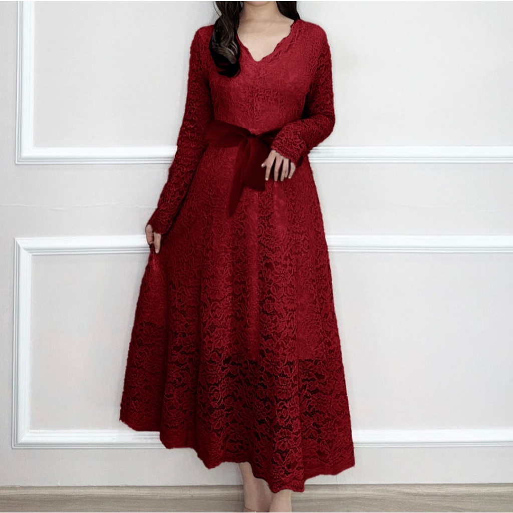 JYACOLECTION-DRESS NATAL TERBARU-DRESS BRUKAT NATAL-DRESS PANJANG-DRESS CASUAL-GAUN PESTA-GAUN NATAL