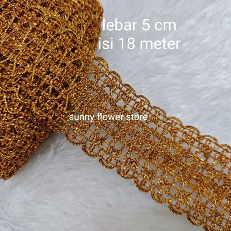 renda motif gold 0016  lebar 4,5 cm