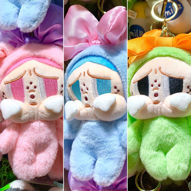 POP MART Cry Baby Keychain Power Puff Ribbon Gantungan Kunci Dolls Color Import