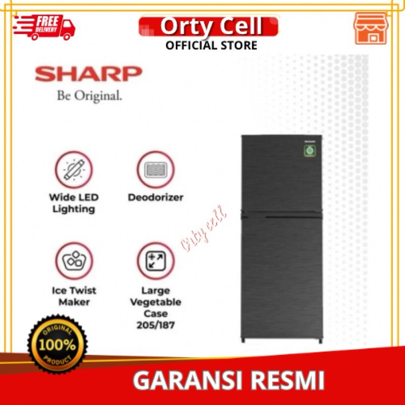 KULKAS SHARP SJ-236MNHS LOW WATT 2 PINTU GARANSI RESMI