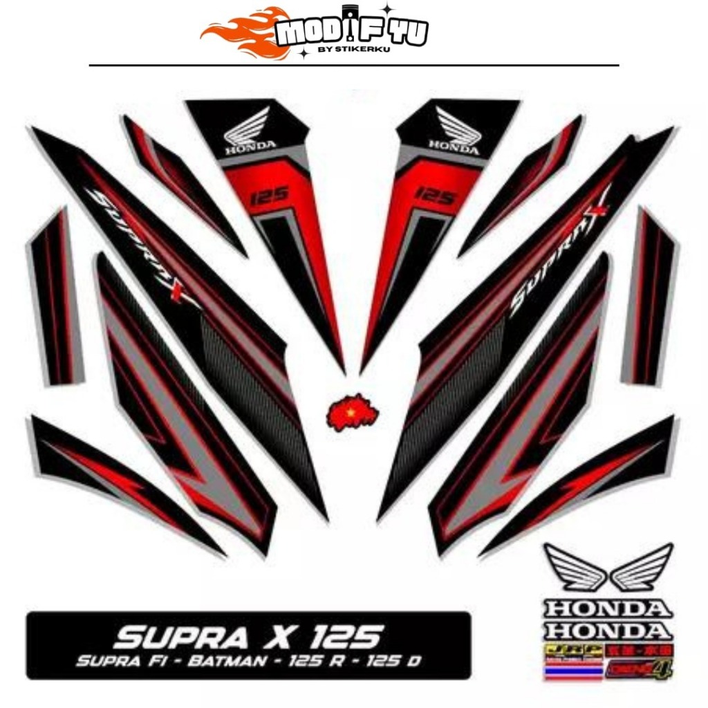 STRIPING SUPRA X 125 KARBU / MOTIF Y12/ BATMAN / 2007-2014 / STIKER SUPRA X125 R LAMA / STICKER SUPR