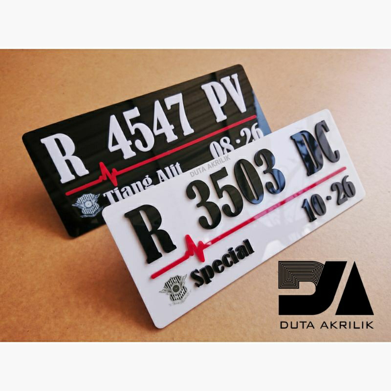 Plat Nomor Akrilik Motor Variasi Huruf Timbul