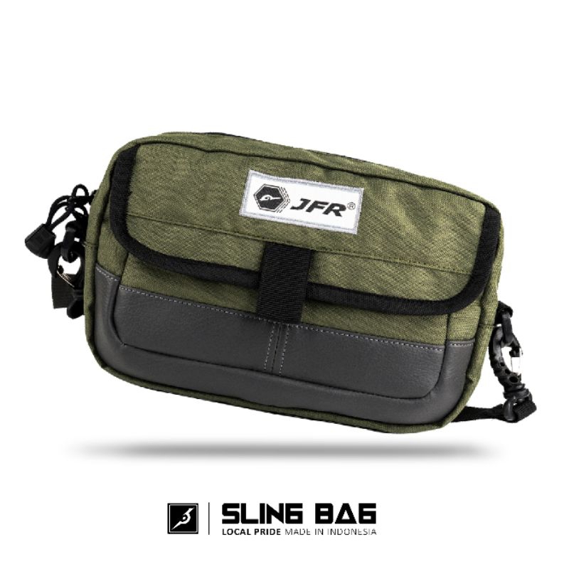JFR Tas Selempang Sling Bag Bahan Polyester JT13 Hijau Tas Pria Original Tas Murah Cod Tas Pria JFR