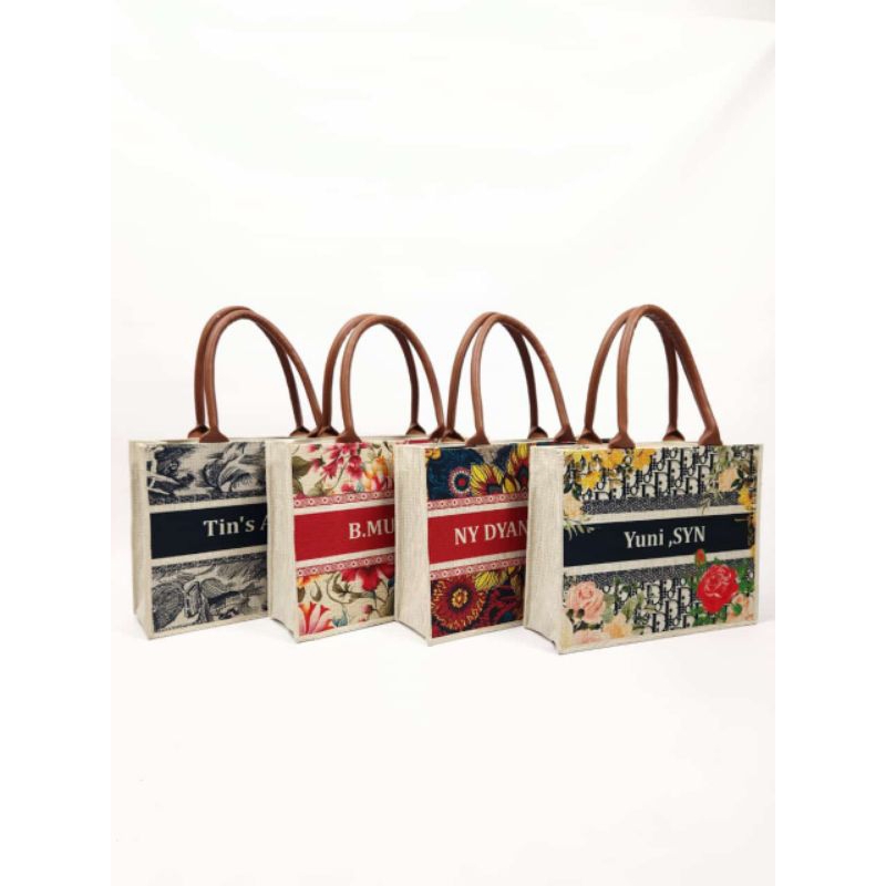 Tas Canvas printing custom nama TOTEBAG CANVAS printing motif  Custom nama UK 33*12*25