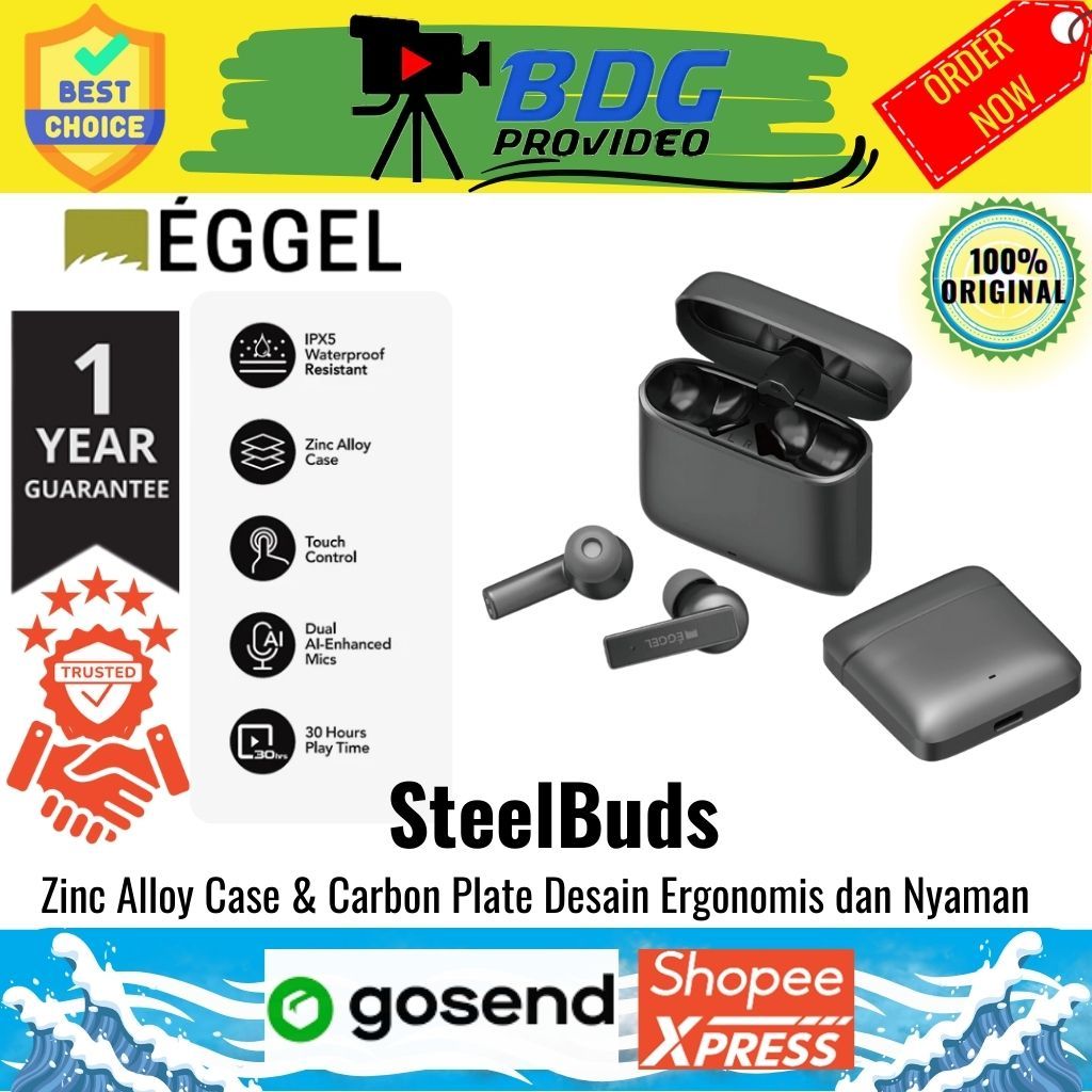 EGGEL SteelBuds / Earbuds Eggel Steel Buds dengan Case Material zinc alloy