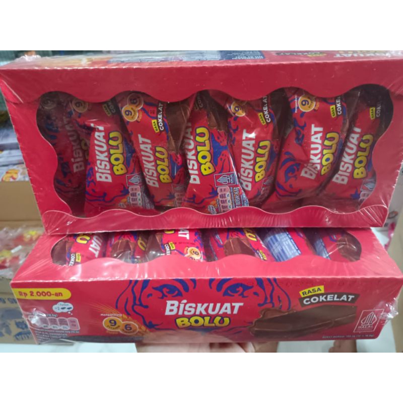 

Biskuat bolu rasa coklat16.6g kemasan box Isi 12 bungkus