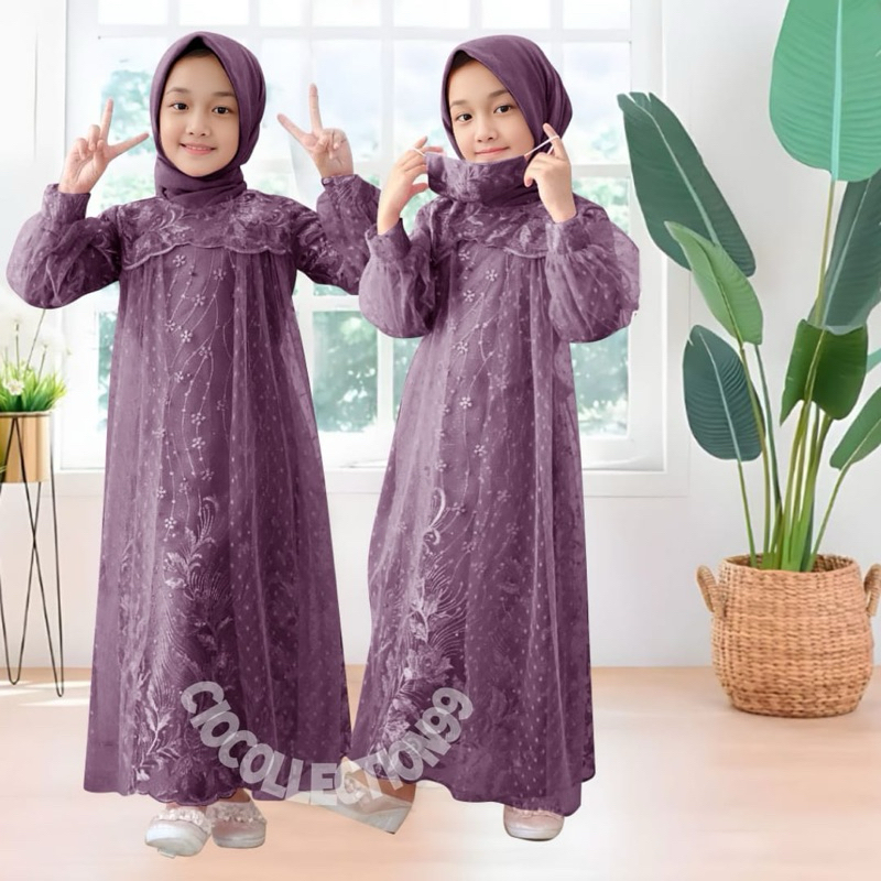 Baju Gamis Anak Perempuan 3-16 tahun Gamis Full Brukat Dress Kondangan Pesta