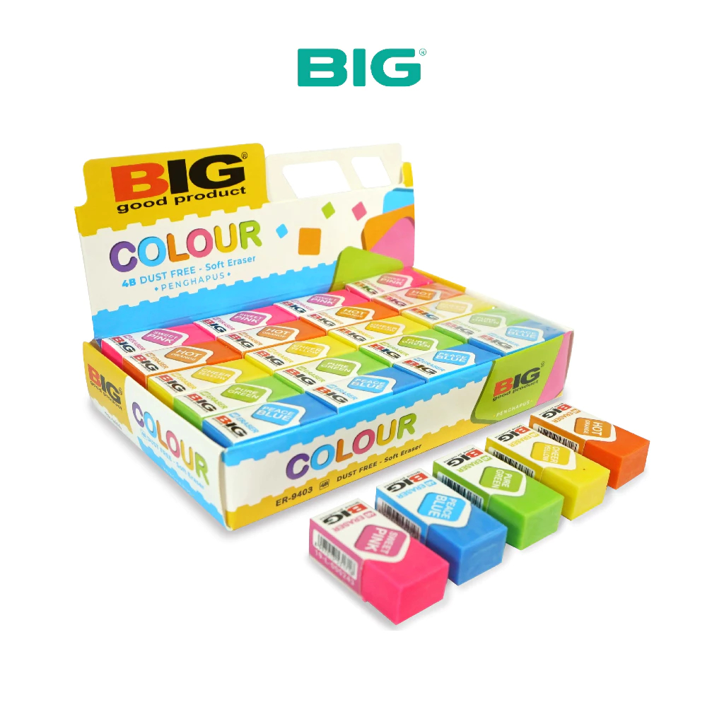 

40 Pcs BIG Penghapus / Eraser Pensil Warna Warni Kecil Dust Free ER-9403