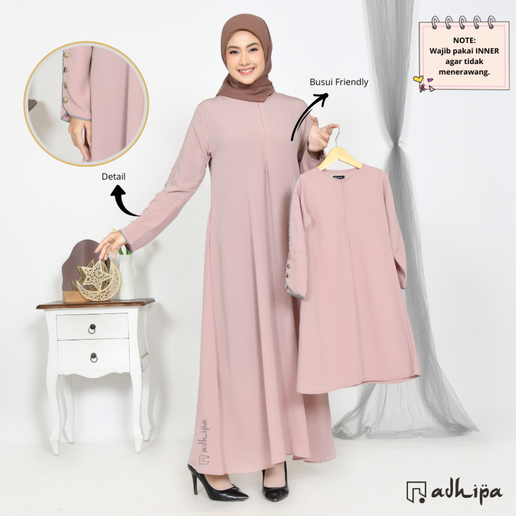 Sarimbit Keluarga / Baju Couple keluarga Gamis Abaya Baby Pink muda