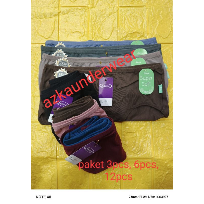 CD WANITA MURAH MERK SOREK TALI KECIL (3PCS, 6PCS,12PCS  WARNA RANDOM) CELANA DALAM WANITA MERK SORE
