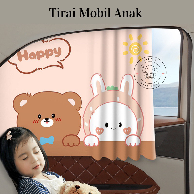 Tirai Mobil Anak/ Gorden Jendela Mobil Anti UV /Tirai Pelindung Panas Matahari Motif Kartun
