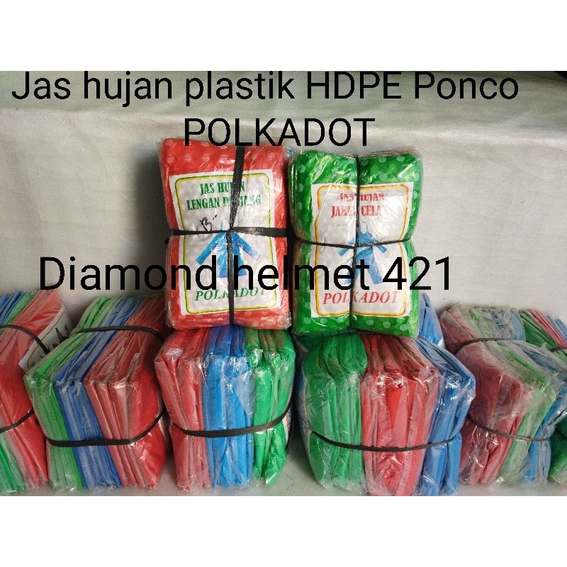 Jas Hujan Ponco plastik HDPE tebaik polkadot perLusin (12pcs) jas hujan Ponco plastik HDPE tebaik po