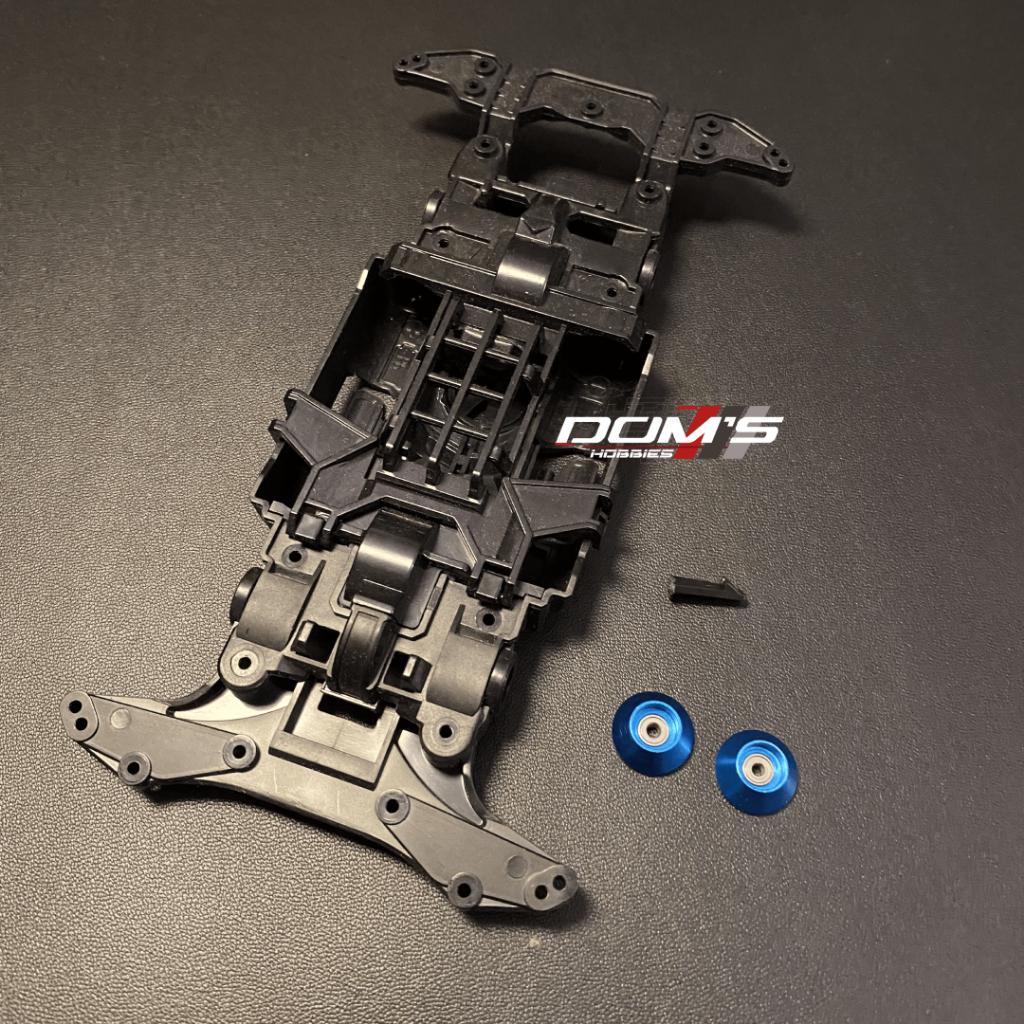CHASSIS MS ORI TAMIYA dan ROLLER 13MM METAL / ALU BIRU