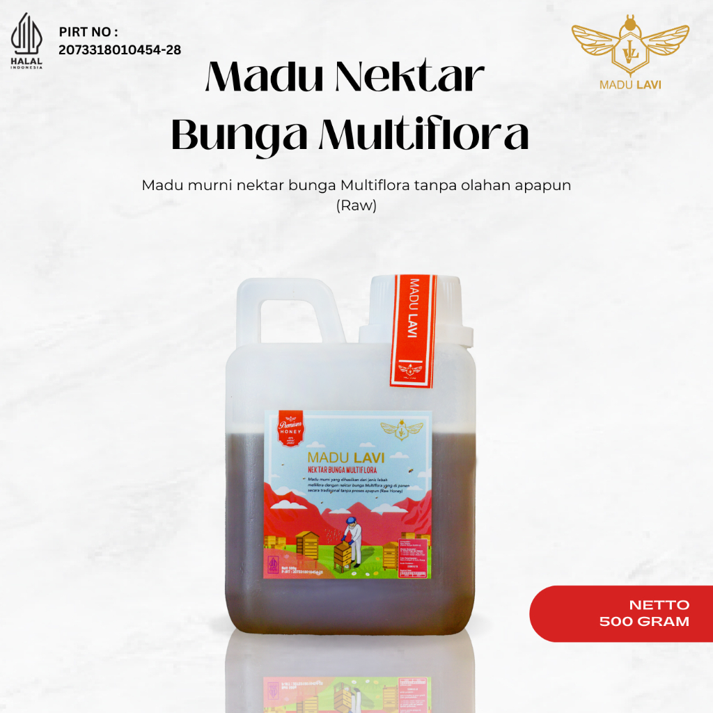 

Madu Lavi Murni Asli 500gr Grade A Nektar Multiflora 100% Alami Pure Natural Raw Honey