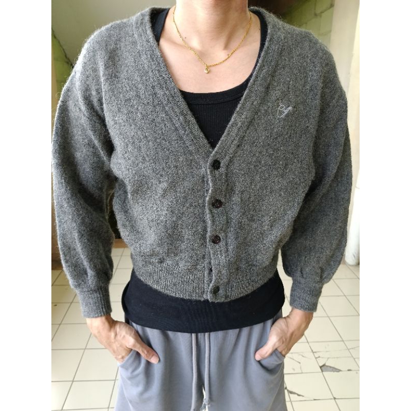 Mohair Cardigan Brand Toroy / Crop top kancing kanan / Rajut / Knitwear wool
