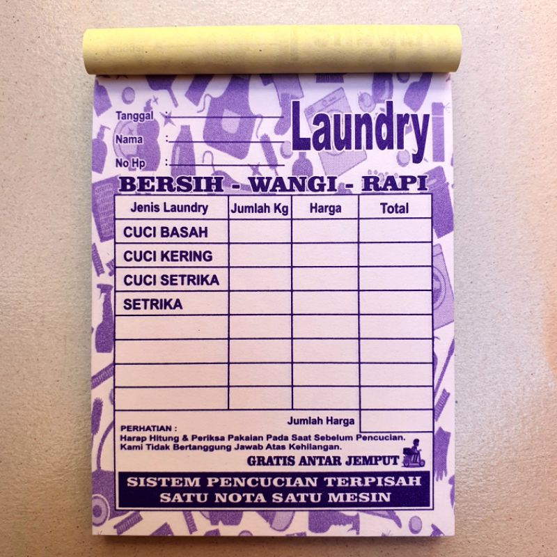 

NOTA LAUNDRY 2 PLY / 2 rangkap warna warni motif GRATIS ANTAR JEMPUT