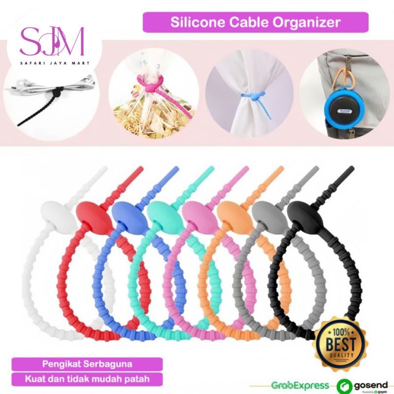 Pengikat Kabel Charger Hp Silicone Tali Kabel Ties Silikon Cable Silcone Kabel Organizer Multifungsi