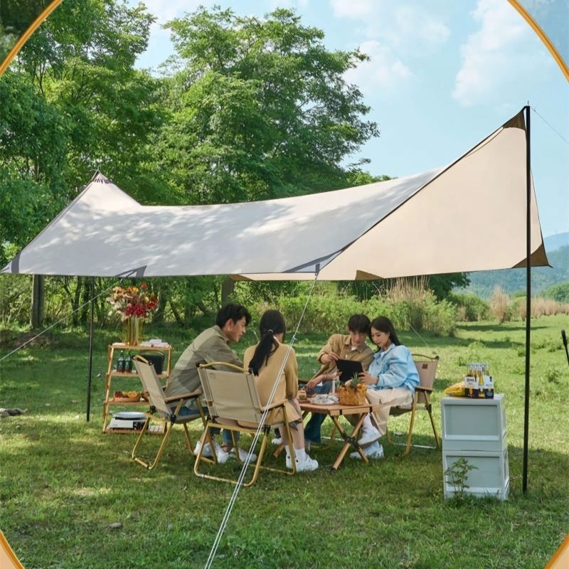 Flysheet kanopi tenda camping 210D ukuran 5x3 meter plus tiang set lengkap - 7cse20