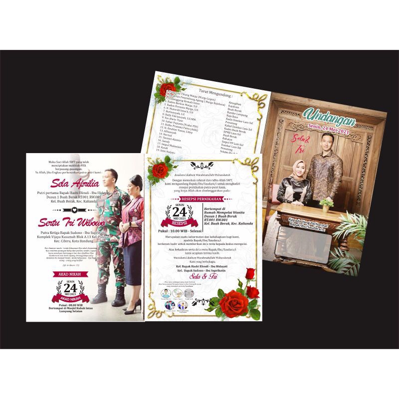 Undangan pernikahan free foto prewedding kertas tebal dan mengkilat