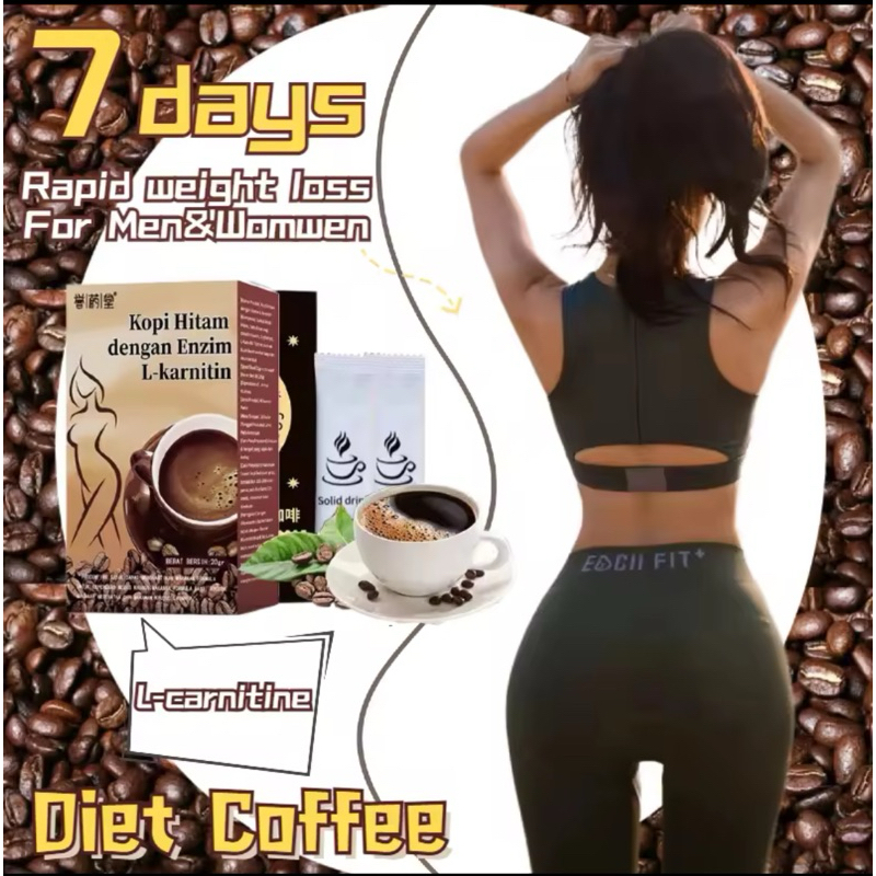 

Kopi Hitam kopi bubuk hitam Instan Premium dengan L-Carnitine - Kopi Diet, Membantu Langsing, Membakar Lemak [2 g x 10 sachet]