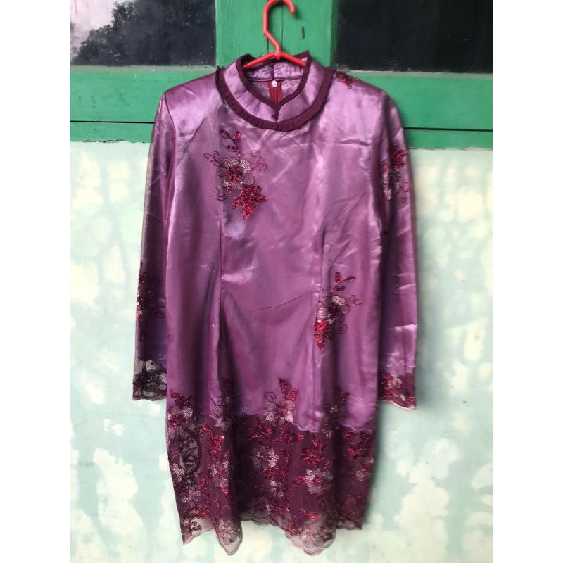 (COD)Atasan kebaya melayu wanita warna ungu tua/burgundy