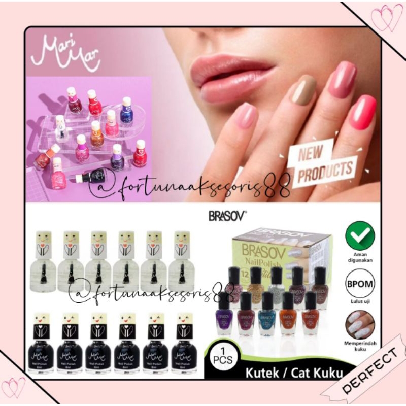 (1PCS) KUTEK MARIMAR BRASOV / KUTEK GLITTER NUDE BENING HITAM / MARIMAR BRASOV NAIL POLISH TRANSPARE