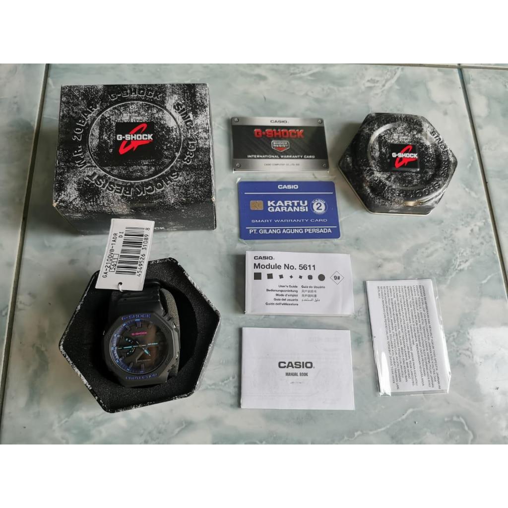Jam Casio G-Shock G Shock GA-2100VB-1ADR GA-2100VB GA2100VB Virtual Blue Digital Analog Dial Black O