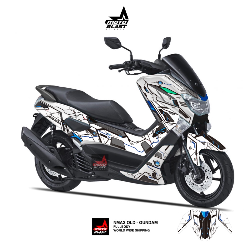 Decal Sticker Fullbody Yamaha NMAX Old Gundam blue motoblast