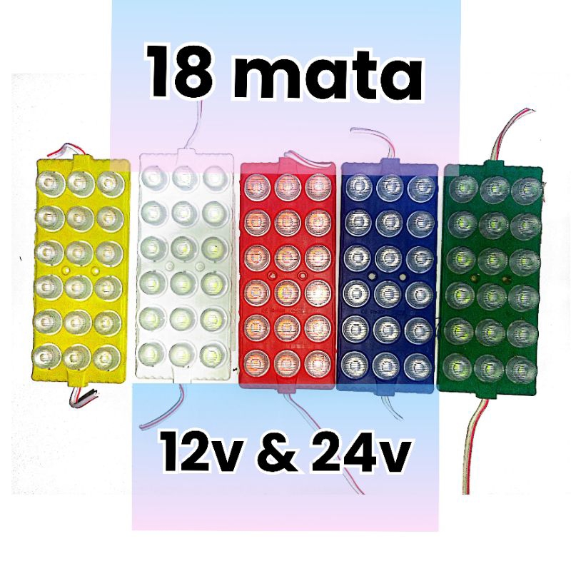 Lampu 18 LED 24 volt 12 volt LED kolong truk LED bak samping truk bus 18 mata