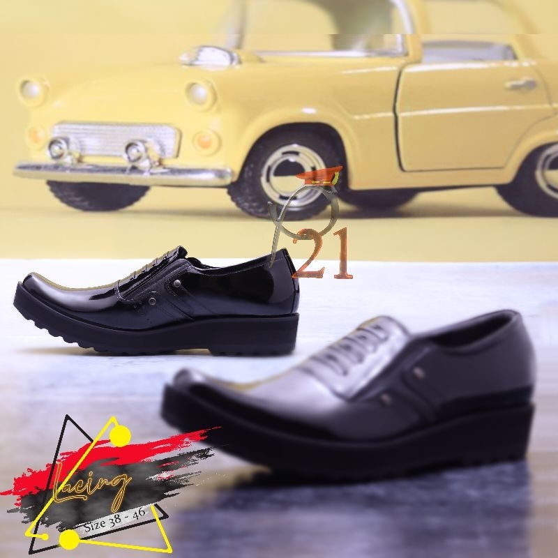 sepatu pdh pria merk p21 kulit asli model LACING KILAP