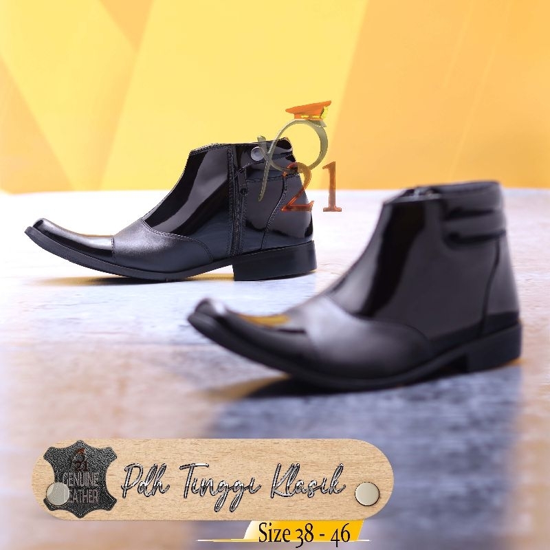 sepatu pdh pria merk p21 kulit asli model PDH TINGGI KLASIK