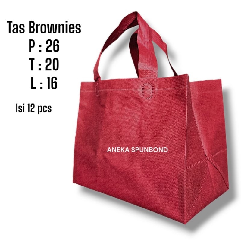 

(ISI 12 PCS) Goodiebag Kue Brownies 26x16x20 Tas kain spunbond