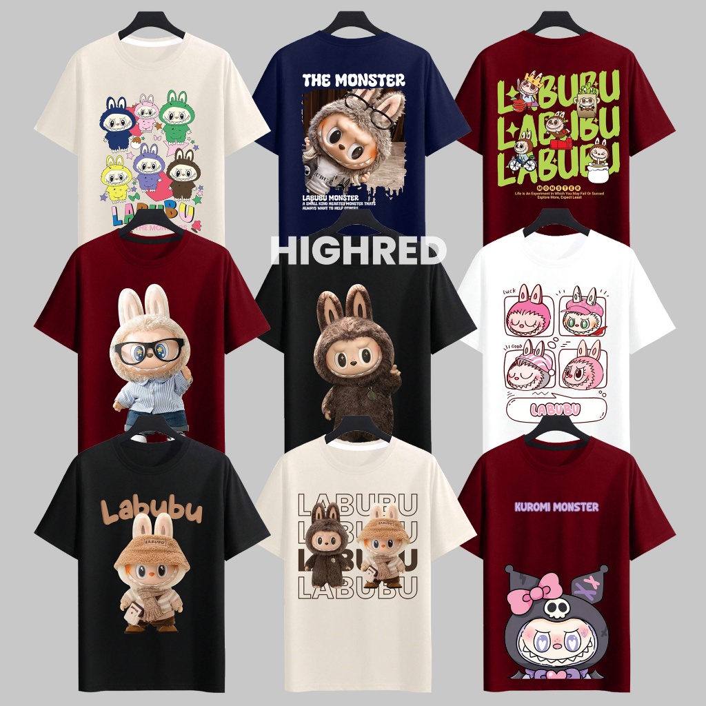 [10.10 BELI 3 100 RIBUAN LABUBU] HR KAOS DISTRO DEWASA CUTE TRENDY PRIA WANITA UNISEX - RANDOM 1 - B