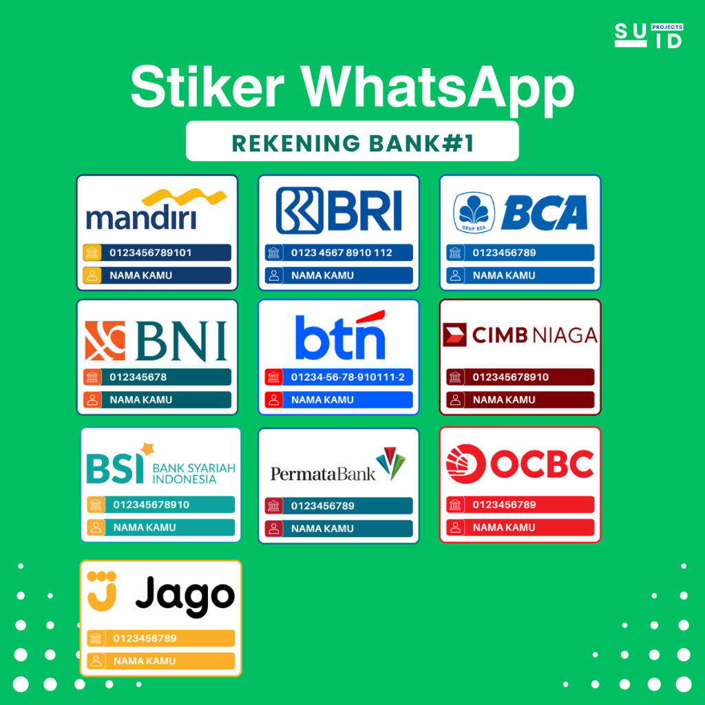 

Stiker WhatsApp Rekening Bank dan E-Wallet untuk Chat