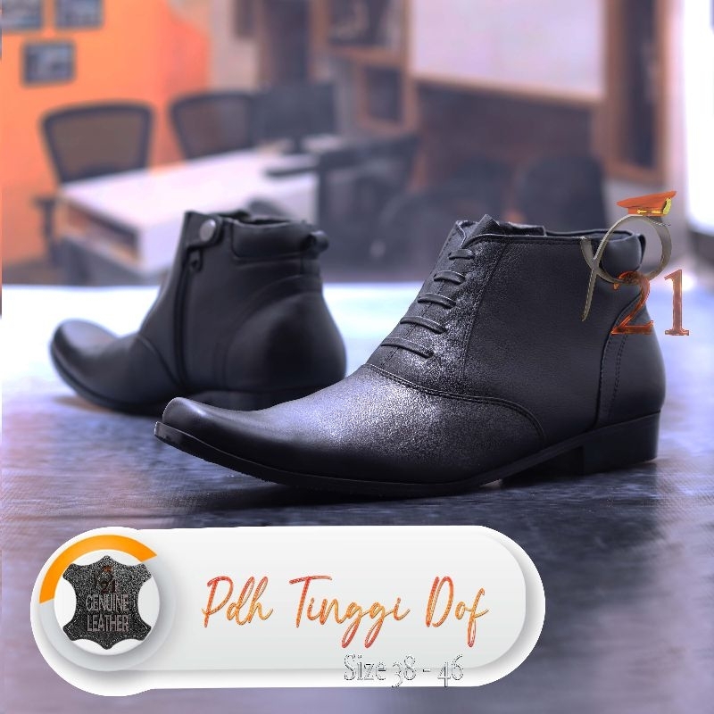 sepatu pdh pria merk p21 kulit asli model PDH TINGGI DOF