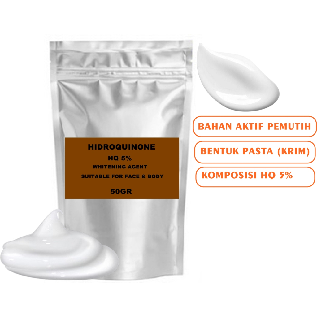 BAHAN AKTIF HYDROQUINONE HIDROQUINON  H 5% PEMUTIH KRIM MALAM WHITENING AGENT BAHAN AKTIF PEMUTIH 50