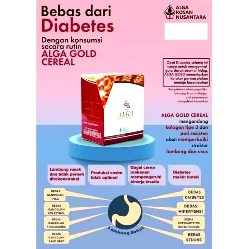 ALGA GOLD CEREAL BAGUS UNTUK DIABETES LAMBUNG KANKER TUMOR DLL AG CEREAL NUTRISI LAMBUNG TERBAIK
