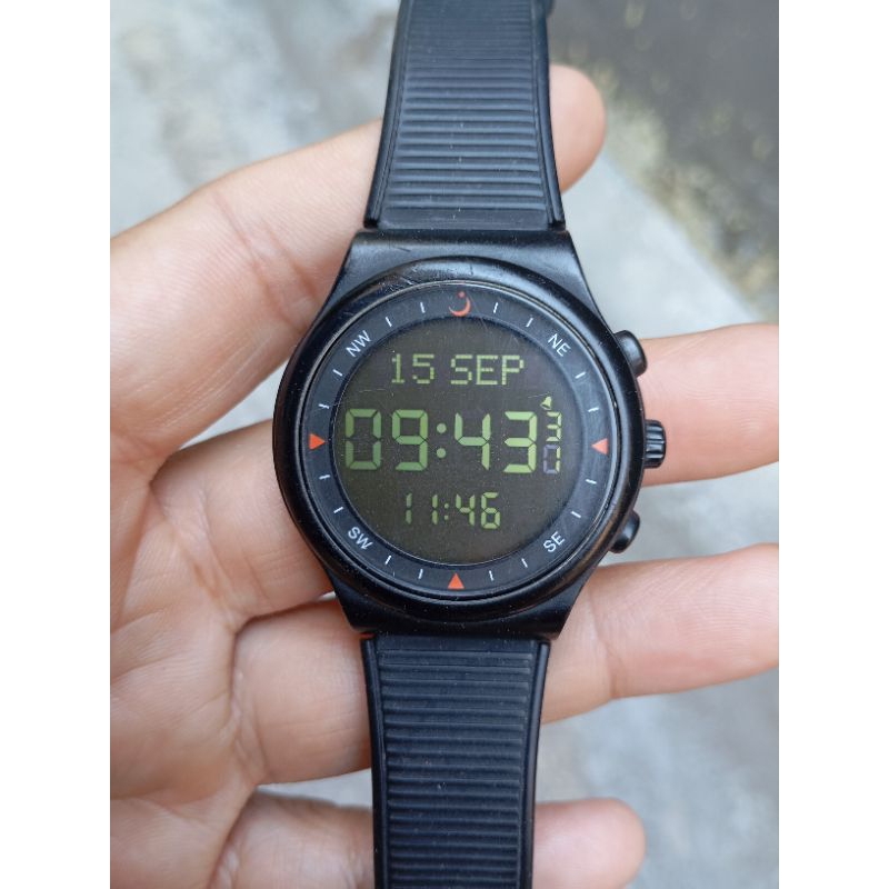 jam tangan alfajr digital alarm sholat dan kompas kiblat second bekas ori