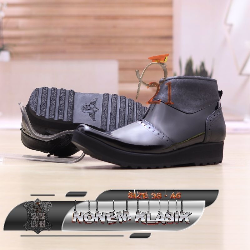 sepatu pdh pria merk p21 kulit asli model NONEM KLASIK
