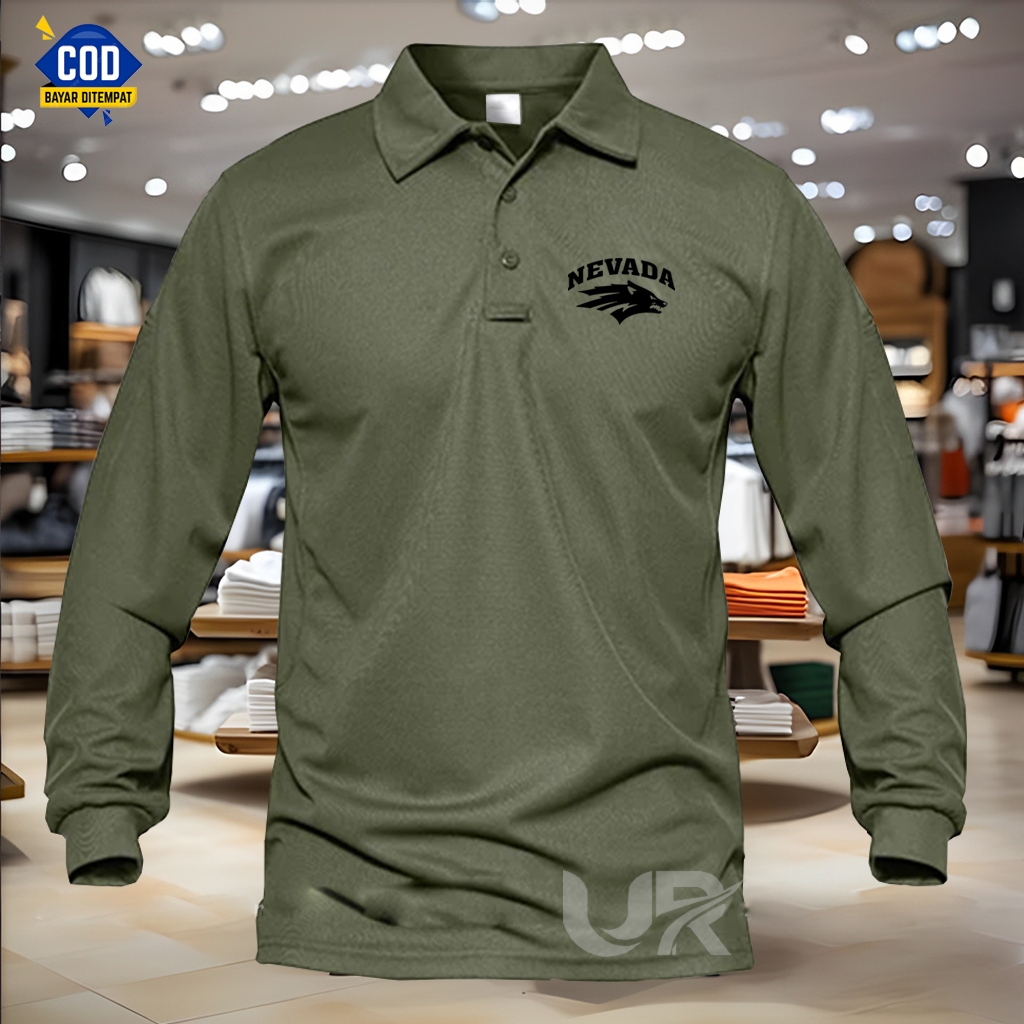 POLO Shirt KAOS POLO LENGAN PANJANG PRIA / WANITA POLO Nevada Logo Hitam // Kaos Kerah Polo Shirt Co