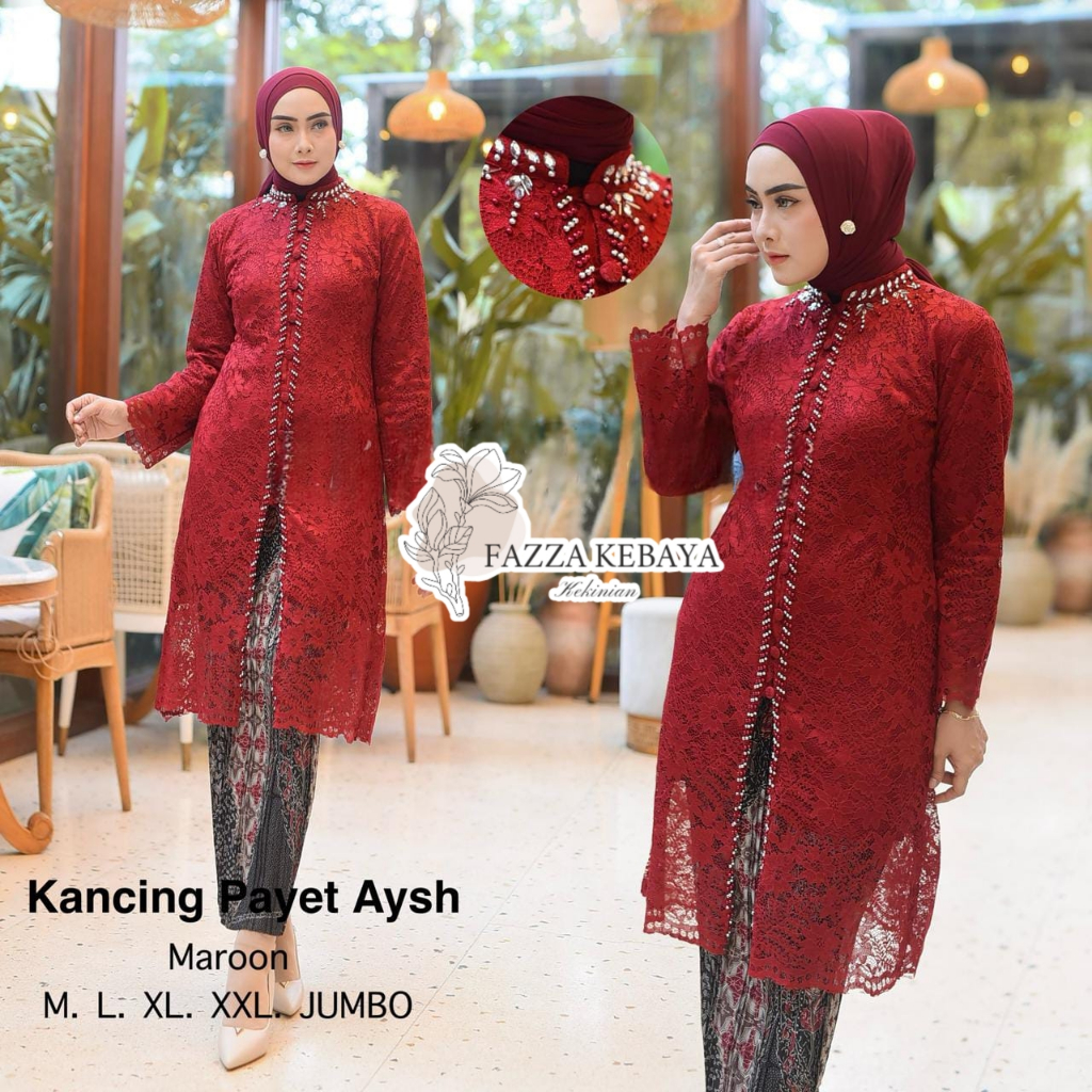 FZ - TUNIK BROKAT KANCING PAYET/ TUNIK KANCING/ KEBAYA TUNIK KANCING/ KEBAYA MODERN