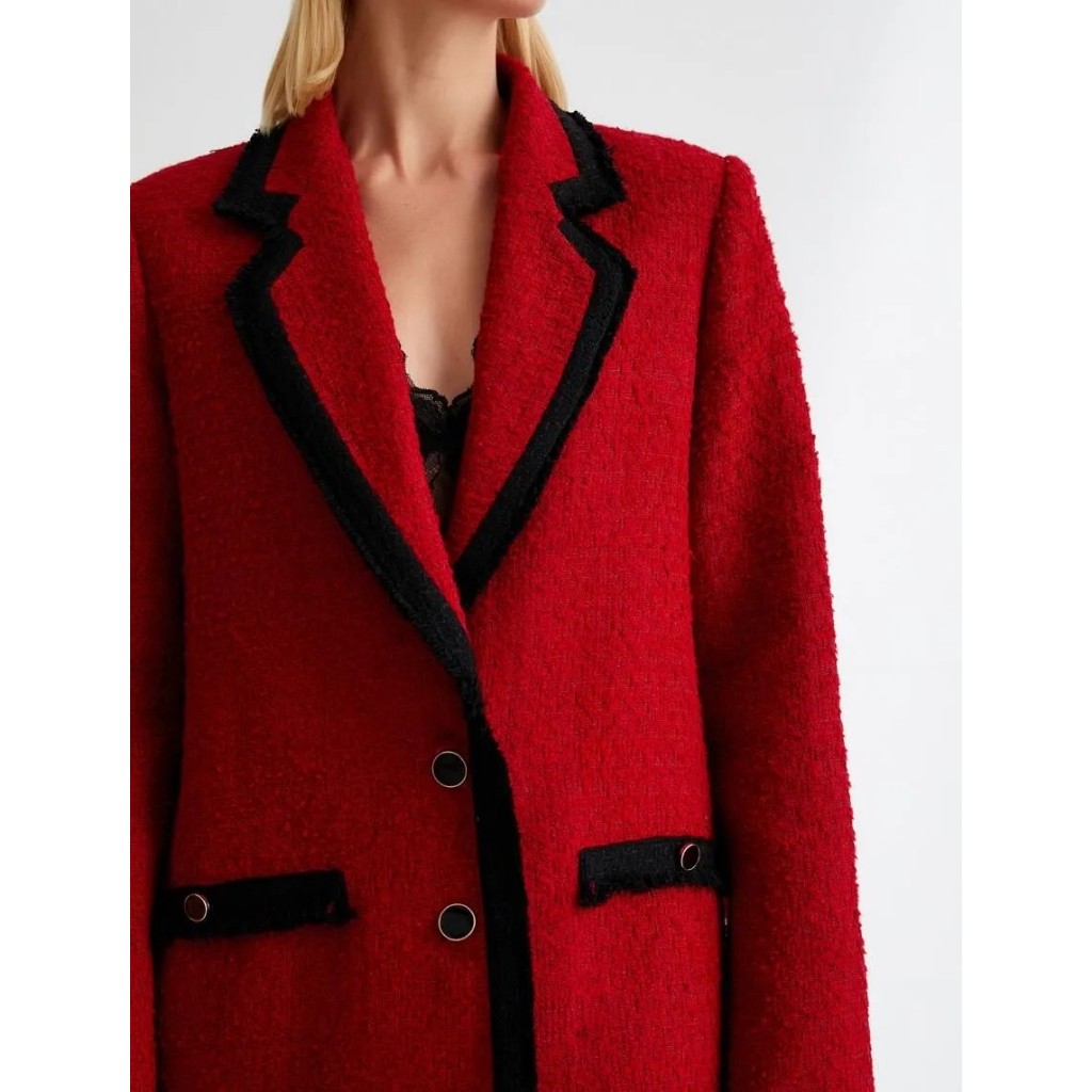 KOTON Regular Fit Buttoned Tweed Blazer Jacket