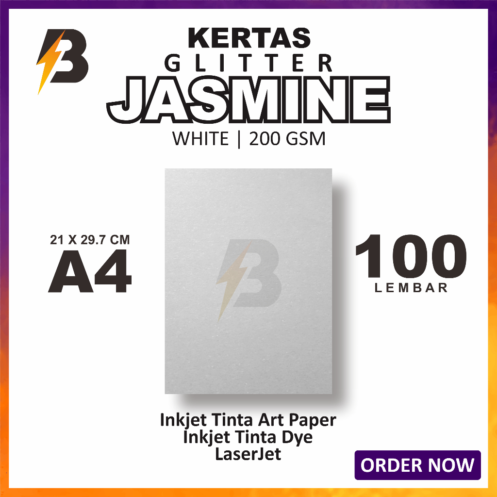 

Kertas Jasmine Glitter 200 gsm A4 isi 100 lembar - Kertas Jasmine Glitter Putih A4 200 gsm