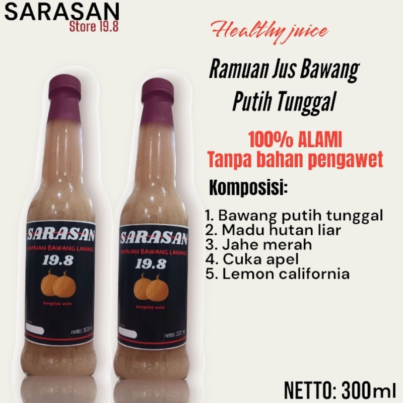 

SARASAN 2 Pcs Jus Bawang Putih Tunggal Jahe Merah Lemon California Cuka Apel Madu Hutan Liar Botol Kaca 300 ml