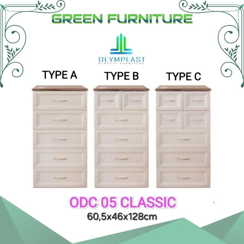 lemari pakaian olymplast ODC CLASSIC 05 laci drawer olymlast lemari baju plastik