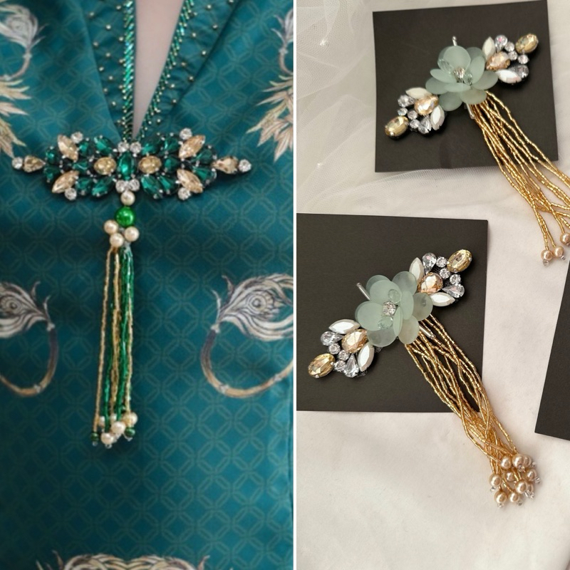 BROSS PAYET / Payet bunga 3D/ payet pinggang / payet dada / payet bunga 3D Floral Juntai