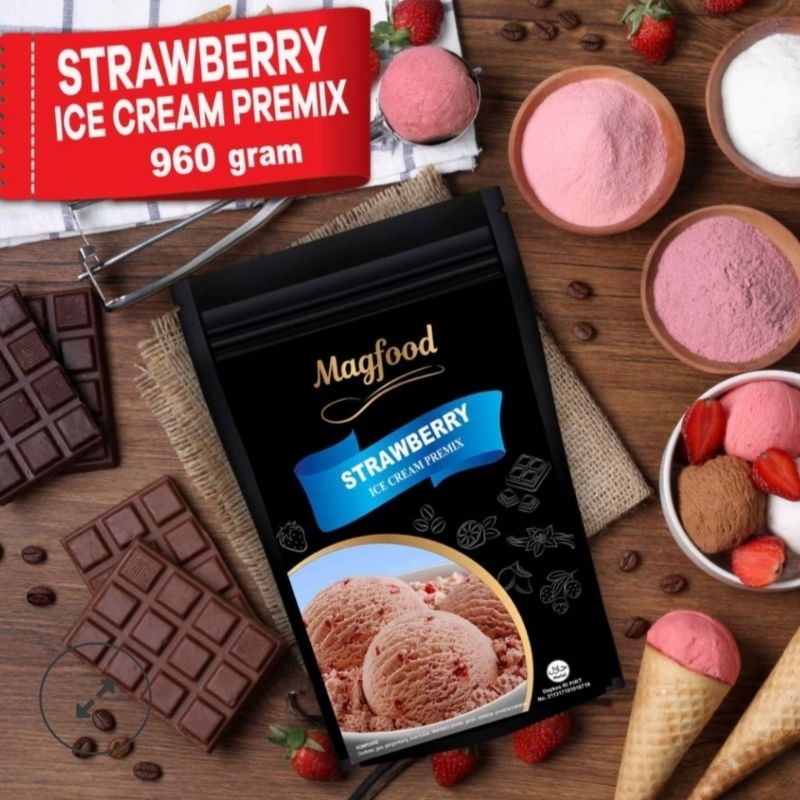 

Magfood Strawberry Ice Cream Premix 480gr, 960gr (gratis ongkir)