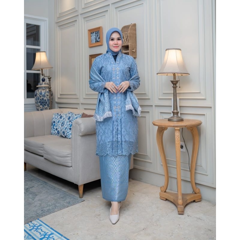 SM Kebaya / Kebaya Kartini Floy Payet Set Selendang Rok Songket / Kebaya Busui Selendang Modern / Ke